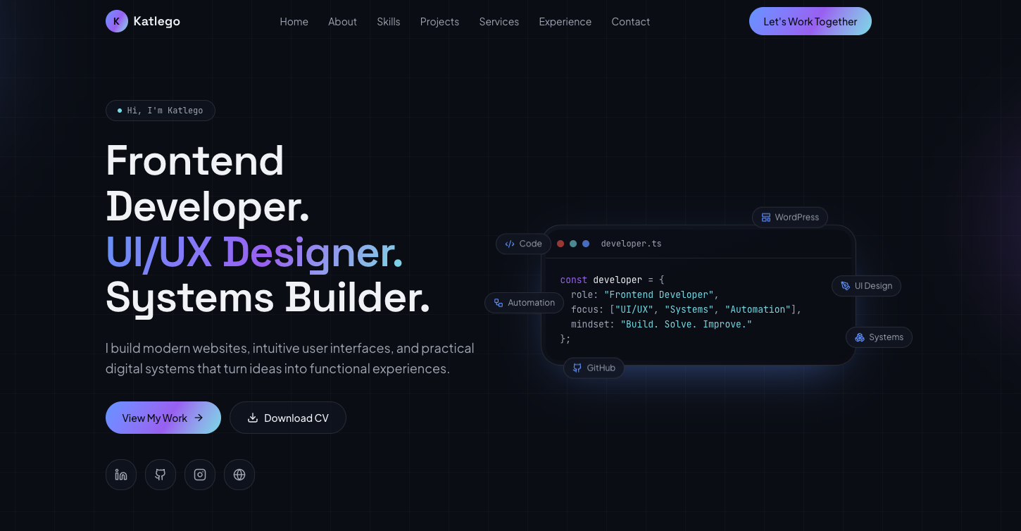 Frontend Developer · Portfolio & Interface Design project preview